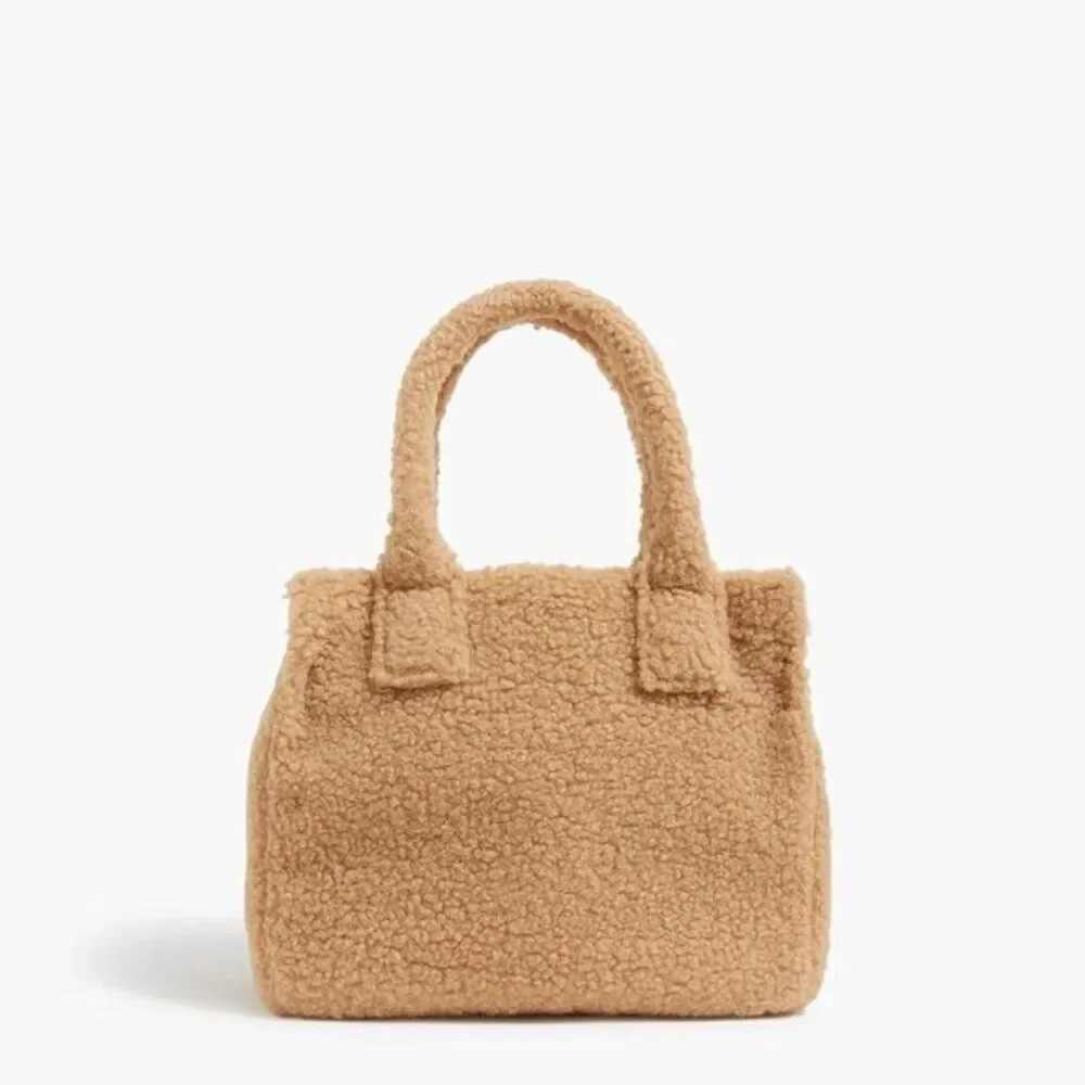 J Crew Women's Sherpa‎ Structured Tote Bag Party Tan $99